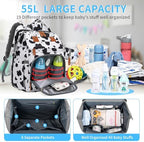 KABAQOO Diaper Bag Backpack with Detachable Changing Station, Large Capacity Baby Diaper Bags for Boys & Girls, Baby Registry Search Stuff & Shower Gifts, Newborn Essentials Must Haves, Cow - Image 2