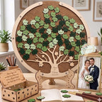 Wedding Guest Book Tree Alternative with Leaf Chips, Wooden Frame Sign-in - Image 3