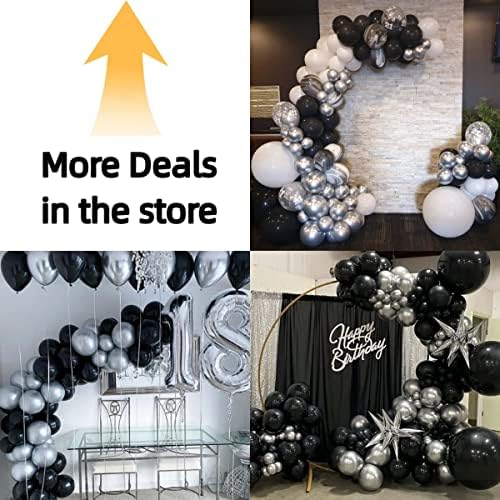 Bezente Black Silver Confetti Latex Balloons,60pcs 12 inch Black White Silver Metallic Chrome and Confetti Balloons and Electric Balloon Pump Multiple - Image 2