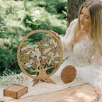 Personalized Wedding Guest Book Alternative,Personalized Welcome Wedding Sign in with Leaves,Family Tree Circular Sign,Birthdays,Baby Showers,Anniversaries,Wood Decor (30x30cm(Leaves) - Image 6