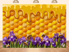 20x10ft Fabric Honeycomb Iris Bee Backdrop Dripping Honey Background for Floral Bee Baby Shower Decorations Photo Shoot Studio Props by Unknown