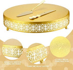 Wenqik Gold Metal Cake Stand 14 Inch with Cutting & Spatula - Image 3