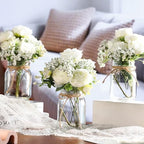 Zeyune 12 Sets Mason Jar Flowers Centerpiece Table Decorations,White - Image 3