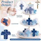50 Pack Cross Scented Soap Baptism Favors with Cards Bags Guest Gifts,Blue - Image 3