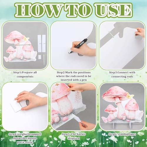 6 Pcs Fairy Wonderland Birthday Party Decoration Mushroom House Baby Shower Decoration Fairy First Birthday Cardboard Cutout Photo Props for Girls Women Party Supplies - Image 5