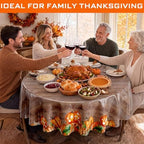 Ganeen 12 Pcs Fall Plastic Tablecloth Round Wood Grain Pumpkin 84 x 84 in - Image 5