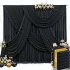 30ft x 15ft Black Wrinkle Free Backdrop Curtains for Wedding Party Backdrops Curtain Drapes Fabric Decorations Photo Back Drop Cloth for Baby Shower Photography Stage Reception by Tao-GePartyDecorations