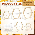 Gerrii Honey Comb Decorations 5 Size Wood Hexagon Shelves,Wood Color,10 Pcs - Image 3
