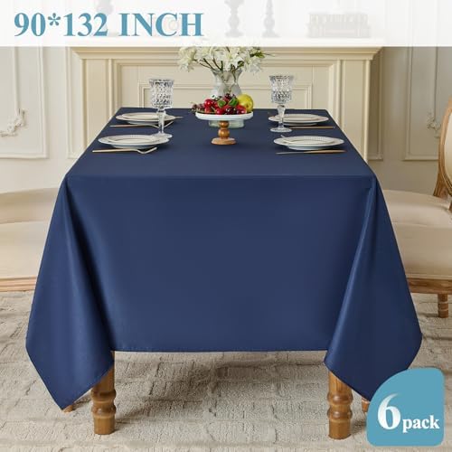 VidaFete 6 Pack 90 * 132inch Navy Rectangle Tablecloth for 6ft Tables - Image 5