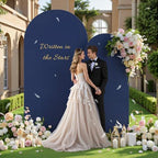 Navy Blue Arch Covers Backdrop Set of 2 Wedding Arch Covers Stretchy Backdrop Decorations Baby Shower Bridal Shower Photo Birthday Party Graduation Arch Covers 7.2 and 6ft Spandex - Image 4