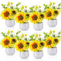 Zeyune Artificial Sunflower Potted Plants Rustic Wedding Table Centerpieces Summer Spring Kitchen Silk Yellow Flower with Plastic Pot for Home Bathroom Office Bridal Shower(8 Pcs,Classic,Sunflower) by Zeyune