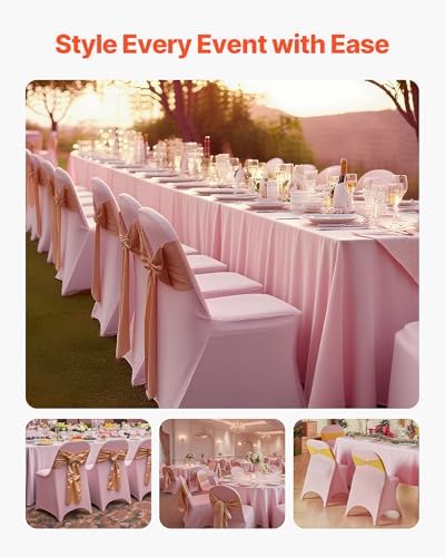 VEVOR Chair Covers, Polyester Spandex Chair Cover, Stretch Slipcovers for Wedding Party Dining Banquet Flat-Front Chair Covers (Pink-c, 50PCS) - Image 2