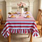 JarThenaAMCS Ruffle Tablecloth Blue Burgundy Striped Table Cloth Rectangle Decorative Table Cover for Home Kitchen Dining Baby Shower Wedding Birthday Party Decor, 60 x 120 Inch - Image 7