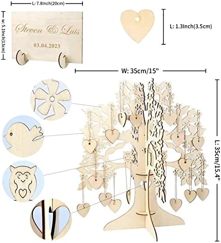 Personalized Wedding Guest Book Alternative, Custom Rustic Guest Registry with Engraved Name & Date, 100pcs Wooden Hearts to Write, Tree Guest Books with Stand, Gift for Newlyweds, Wedding Ceremony - Image 2
