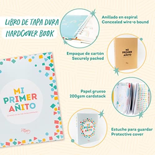 Baby Memory Book - Libro de Recuerdos para bebé Mi Primer Añito - Photo Album Spanish - First Year Keepsake Milestone Hardcover - Scrapbook, Stickers, Slip Case - Regalo - Image 2
