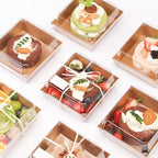 100pcs Smal Charcuterie Boxes with Clear Lids - Disposable Food Containers for Desserts,Boxes for Sandwich, Cake Slice Packaging, Fruit,Salad,Perfect for Bakery Treats,(Brown, 5.3 * 4.9 * 2.5 in) - Image 6