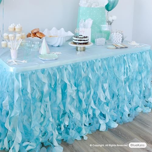 Mint Green Table Skirt. 6ft Table Skirt with Double Layer Organza! Baby Shower Decorations, Mermaid Party, Birthday, Under The Sea Decorations. Tutu Table Skirts for Rectangle Tables 6ft - Image 2