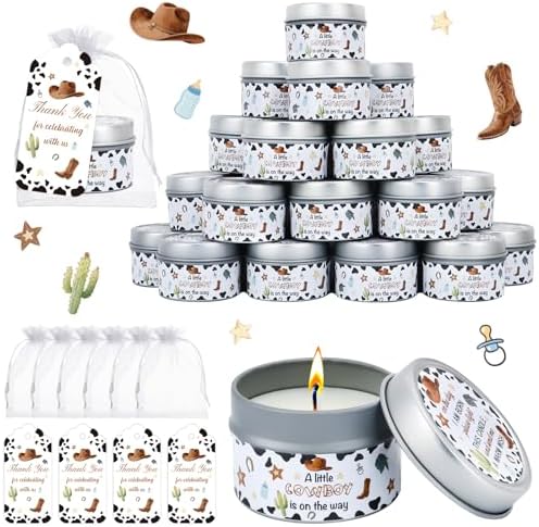 50Set Baby Shower Candle Party Favors Western Cowboy Lavender Scented Candles Bulk Favors for Guests Girl Boy Baby Shower Gender Reveal Party Gifts (Cowboy) by VZCBZC