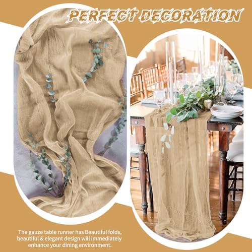 20 Pack Cheesecloth Table Runner - 17x108 Inch Beige Boho Gauze Cheese Cloth Table Runners for Baby Bridal Shower Decoration Wedding Party Summer Garden Farmhouse - Image 6