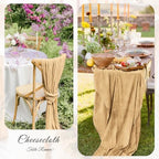 12 Pack Beige Cheesecloth Table Runner 10FT Wedding Party Decor - Image 5