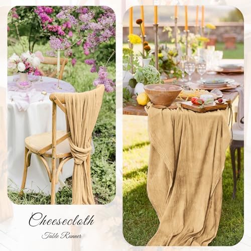 12 Pack Beige Cheesecloth Table Runner 10FT Wedding Party Decor - Image 5