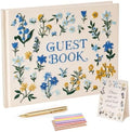 Wedding Guest Book Blue Flowers Embroidered Linen Photo Guestbook by Unknown