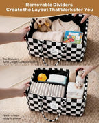 Diaper Caddy Organizer – Nursery Storage Basket (Checkerboard) - Image 6