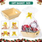 AFOROEOA 10PACK Baskets For Gifts Empty, 10x12”Thick Kraft Gift Basket with 10 Bows 10 Bags Empty Gift Baskets for Christmas, Valentine’s Day, Easter, Birthdays, Snacks, Farmers Market - Image 3