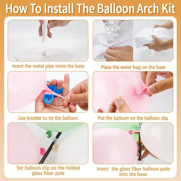 JOYYPOP Bundle of Balloon Arch Kit, 10ft Wide & 9ft Tall and 4 Sets Balloon Stands for Table 15.75 Inch - Image 5