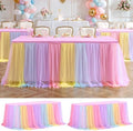 2 Pack Rainbow Tablecloth for 6 Foot Rectangle Tables Tulle Table Skirt by PartyTalk