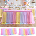 2 Pack Rainbow Tablecloth for 6 Foot Rectangle Tables Tulle Table Skirt by PartyTalk