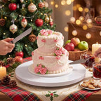 Wenqik 16 Inch Metal Cake Stand with Cake Knife and Spatula, Round Dessert Table Display Stand Metal Dessert Tray Serving Platter for Party, Wedding, Birthday, Baby Shower, Anniversary(White) - Image 5
