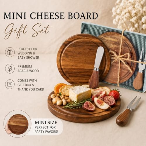 Maxcheck 12 Sets Baby Shower Prizes Cheese Board Acacia Wood Gift Box - Image 5