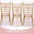 VitalCozy 50 Pack Beige lace Vintage Chair Sashes with Bows Wedding Decor - Image 4