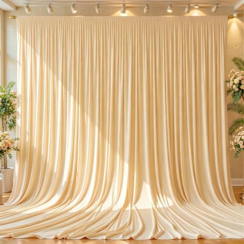 10x12ft Champagne Backdrop Curtain Panels for Parties - Wrinkle Free Polyester Photo Curtain Backdrop Wedding Back Drop Fabric Drapes for Party Decorations Background for Photography by WishCare