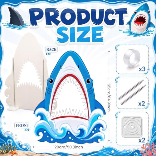 Funrous 5 ft Shark Mouth Cardboard Stand-up Party Decor, 1 Pcs - Image 2