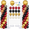 Black Burgundy Gold Balloons Column Stand 2 Sets, Balloon Towers by ZyloonDecoration
