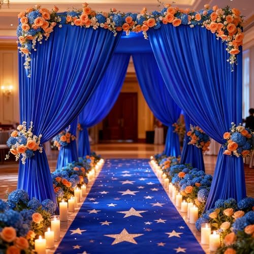 20ft x 10ft Royal Blue Backdrop Curtains Wrinkle Free Polyester Drapes by PartyTalk