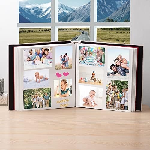 HoneyTolly Large Photo Album Self Adhesive, DIY Scrapbook Album for 600 Photos, 13"x12.6" 120 Pages Linen Cover Memory Book(White) - Image 3