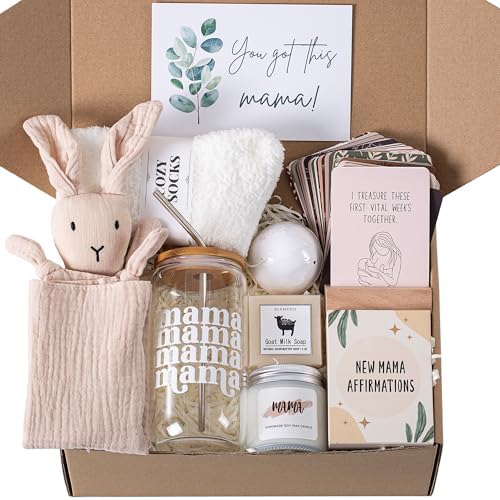 New Mom Care Package After Baby, 7pcs New Mom Gifts Set After Birth, Postpartum Gifts for Mom, After Birth Postpartum Essentials for Mom Kit, Pregnancy Gifts for First-Time Moms, Expecting Mom by ELEMENU