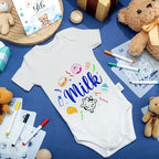 Panitay 100 Pcs White Baby Bodysuits Bibs Kit 25 Guests, Blue Bear - Image 6