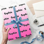 MyPupSocks Customized Name Gift Wrapping Paper, Personalized Gradient White And Pink Gift Wrap Paper with Logo Custom Funny Wrapping Paper Roll for Men Women Christmas 58x23 Inches 3 Rolls - Image 5