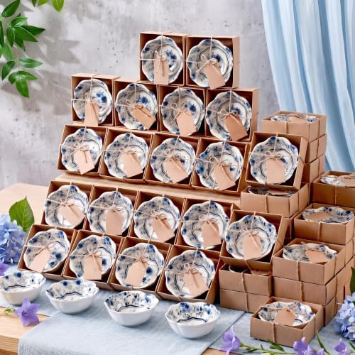 SiliFine 48 Pcs Wedding Favors for Guests Small Ceramic Bowls, Rose, Blue by SiliFine