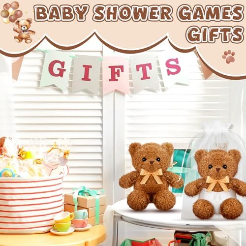 Seenelling 6 Sets Bear Diaper Changing Baby Shower Game Kit, Tan - Image 6