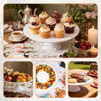 10 Inch White Porcelain Wedding Cake Stand with Knife and Server Set - Image 4