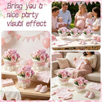 3 Set Rattan Baby Carriage Floral Arrangement with Bouquet for Baby Shower Table Centerpiece Stroller for Gender Reveal Party Decor Favor - Image 6