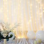 10×12ft White Tulle Backdrop Curtain with Lights String for Parites Sheer Fabric Backdrop Curtains White Curtain Backdrop for Wedding Baby Shower Birthday Party Bridal Shower Photo Shoot Background - Image 7
