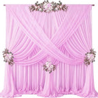 40ft x 10ft Pink Backdrop Curtains, Wrinkle-Free Sheer Chiffon Fabric Photo Backdrop Drapes for Wedding Arch Party Ceremony Stage Photography Decorations by WishCare