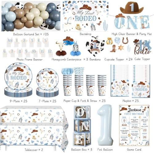 Cocomigo My First Rodeo Birthday Decorations Boy Set, Serves 25 Guests - Image 2