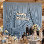 30x16ft Dusty Blue Backdrop Curtains for Wedding Party, 6 Panels 16 ft Long Back Drop Cloth, Wrinkle-Free Polyester Drapes for Birthday, Baby Shower, Stage Photography Background - Image 2